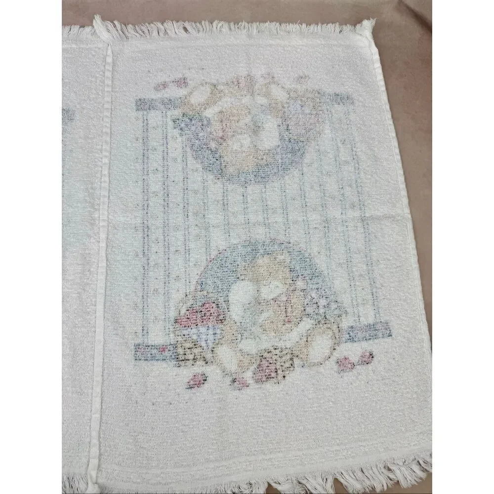 Vintage Bear Goose Hand Towels Set of 2 Cottagecore Hearts